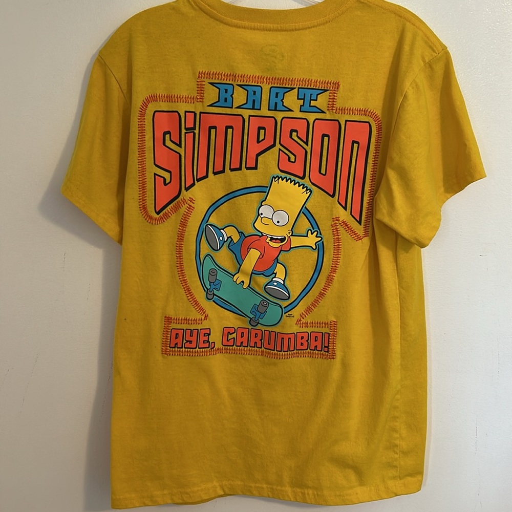 Women’s Rare Stitched Bart Simpson Aye Carumba Yellow T-Shirt. Size Large